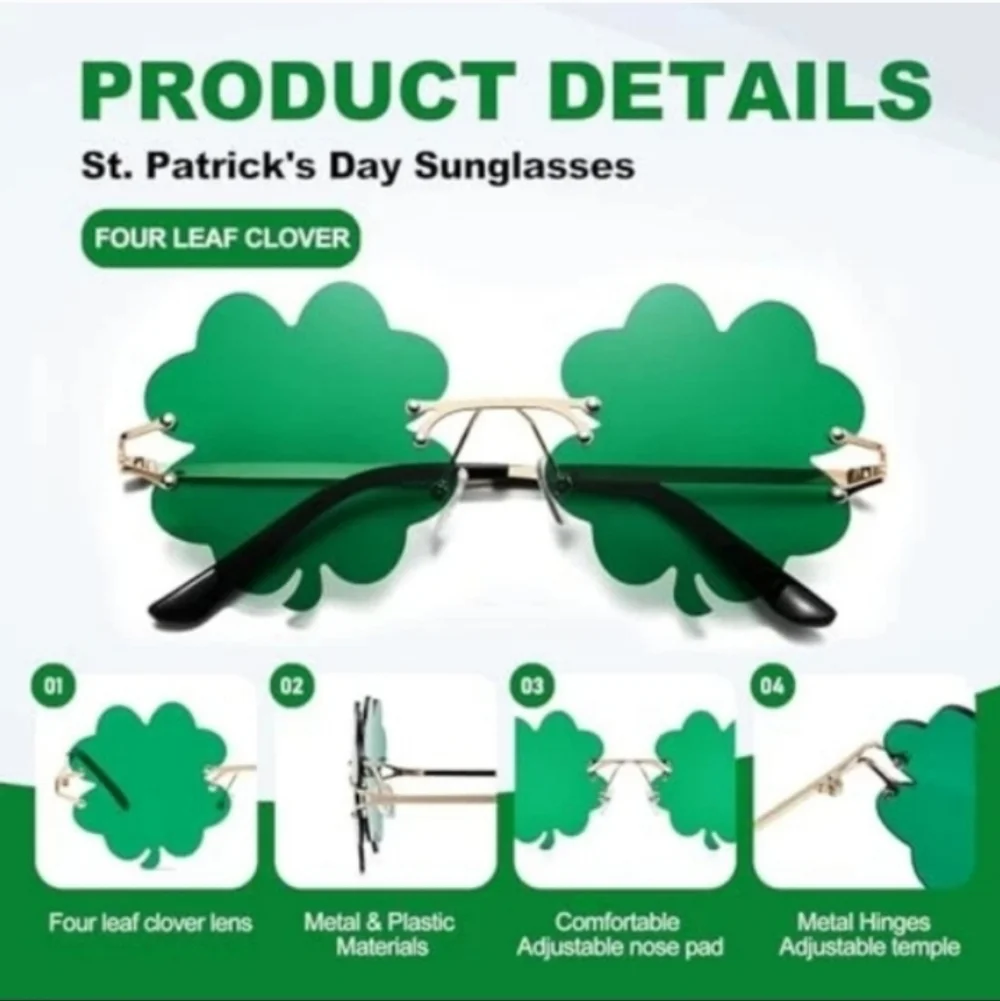 Unisex Fashion Green Clover Sunglasses